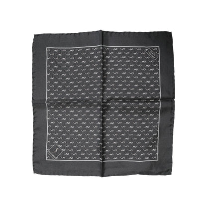Dolce & Gabbana Black Fish Print Silk Square Men Foulard Scarf
