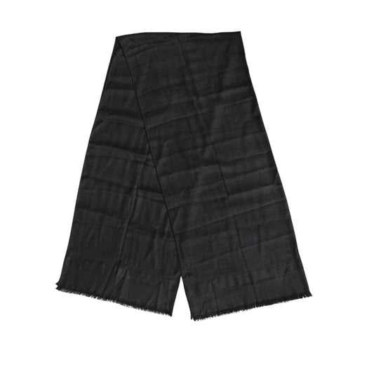 Dolce & Gabbana Dark Gray Cashmere Fringes Neck Warmer Scarf