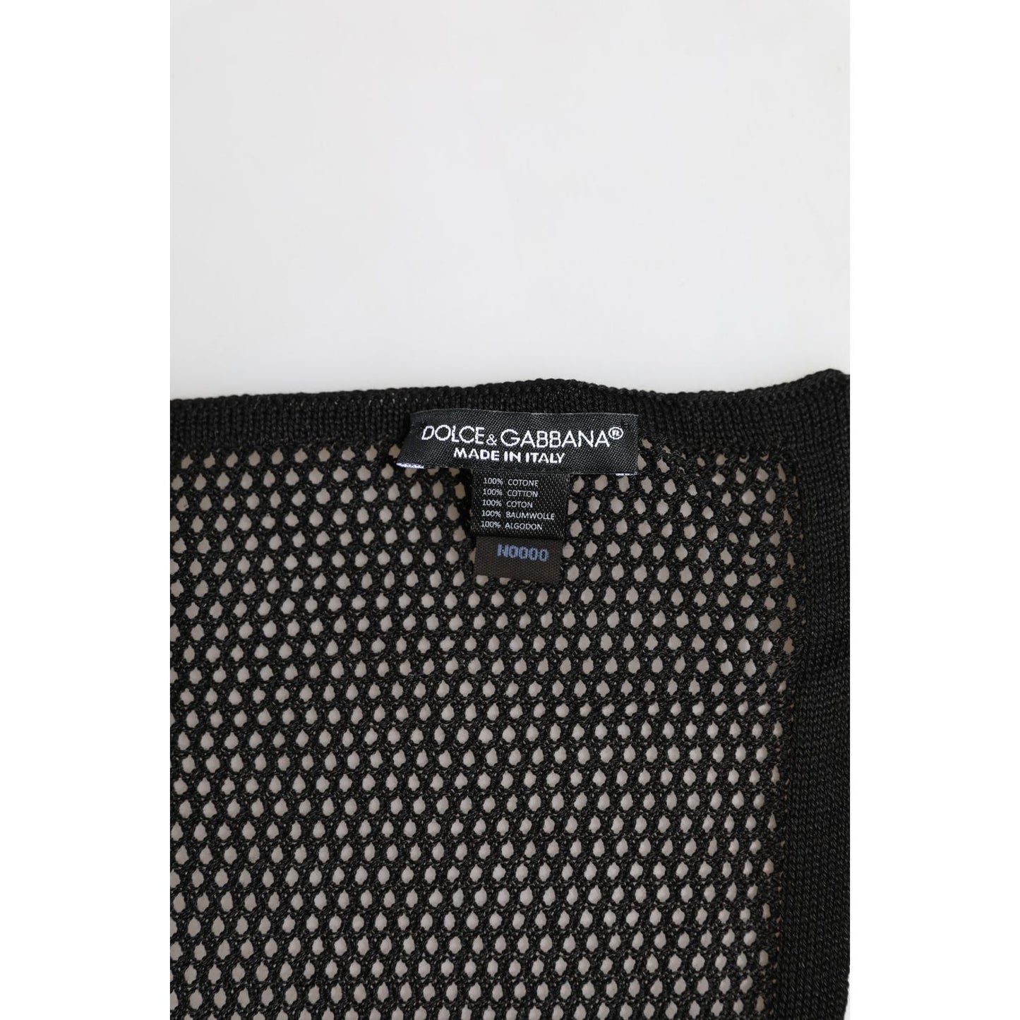 Dolce & Gabbana Black Patterned Cotton Square Foulard Scarf