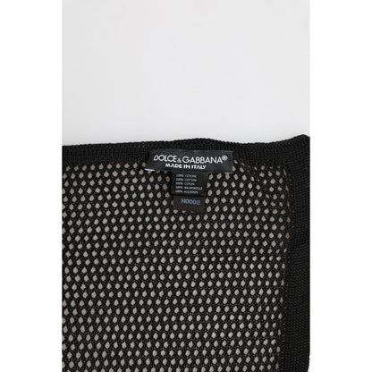 Dolce & Gabbana Black Patterned Cotton Square Foulard Scarf