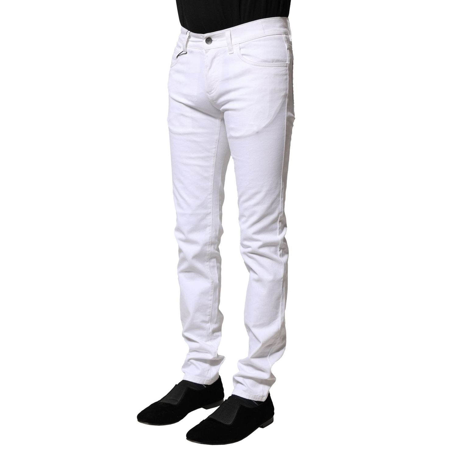 Dolce & Gabbana White Cotton Skinny Men Denim Jeans