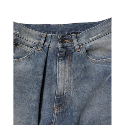 Dolce & Gabbana Blue Cotton Tattered Men Denim Jeans