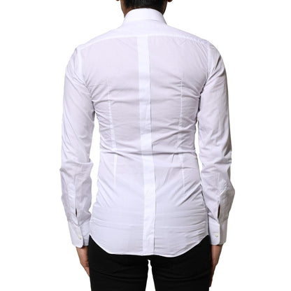 Dolce & Gabbana White GOLD Cotton Poplin Formal Dress Shirt