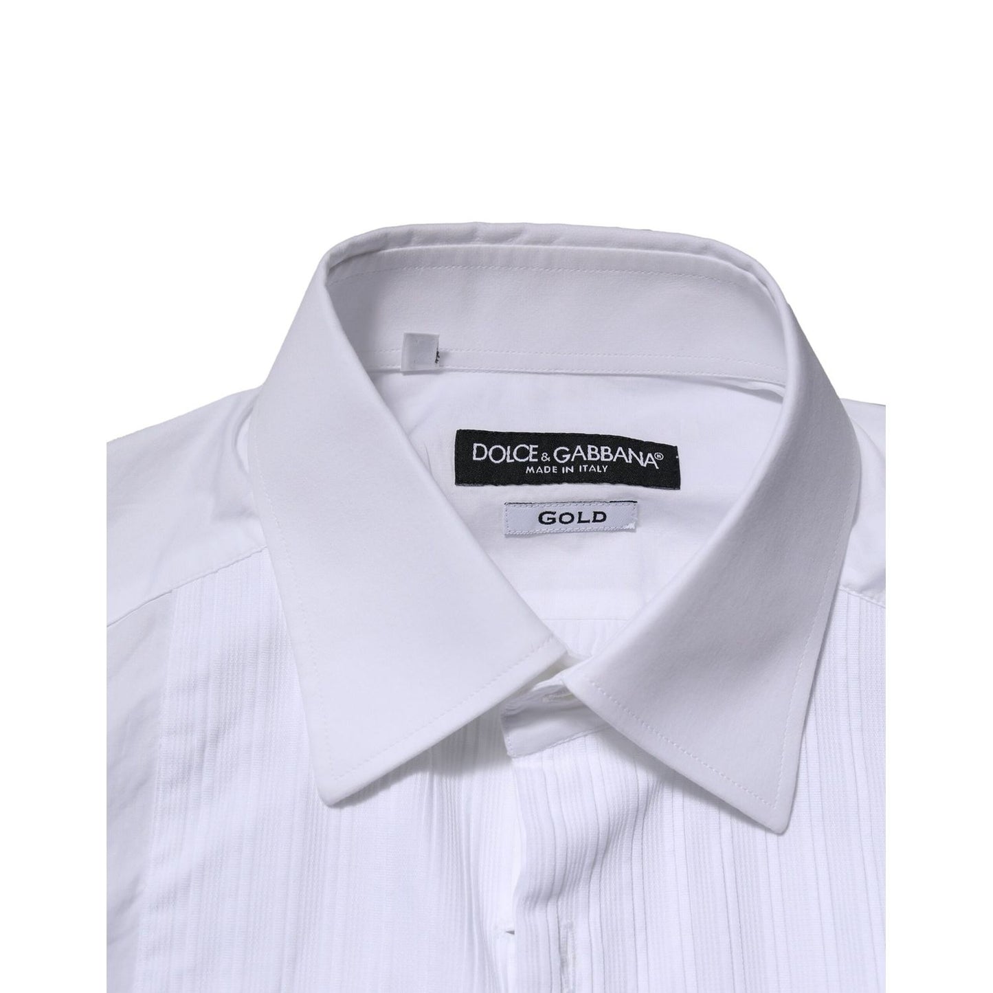 Dolce & Gabbana White GOLD Cotton Poplin Formal Dress Shirt