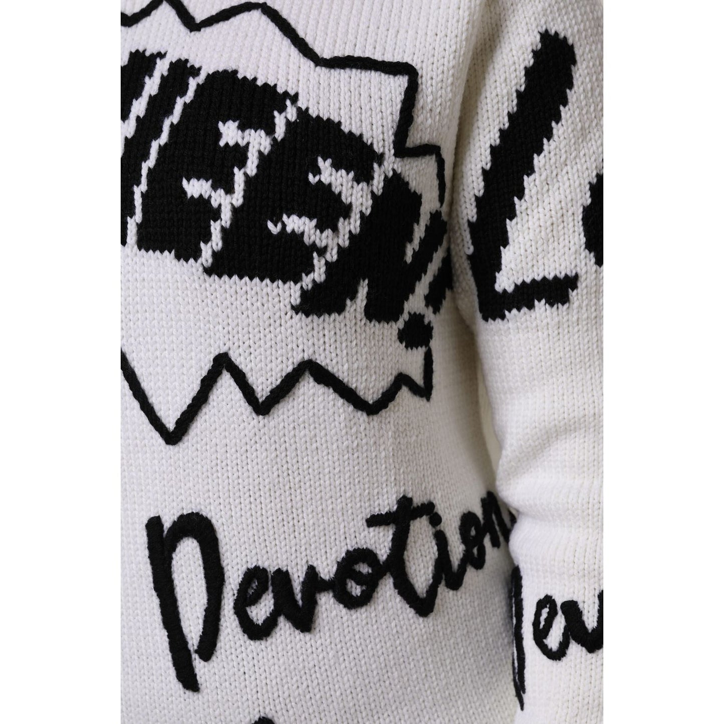 Dolce & Gabbana White Wool Knit Crew Neck Pullover Sweater