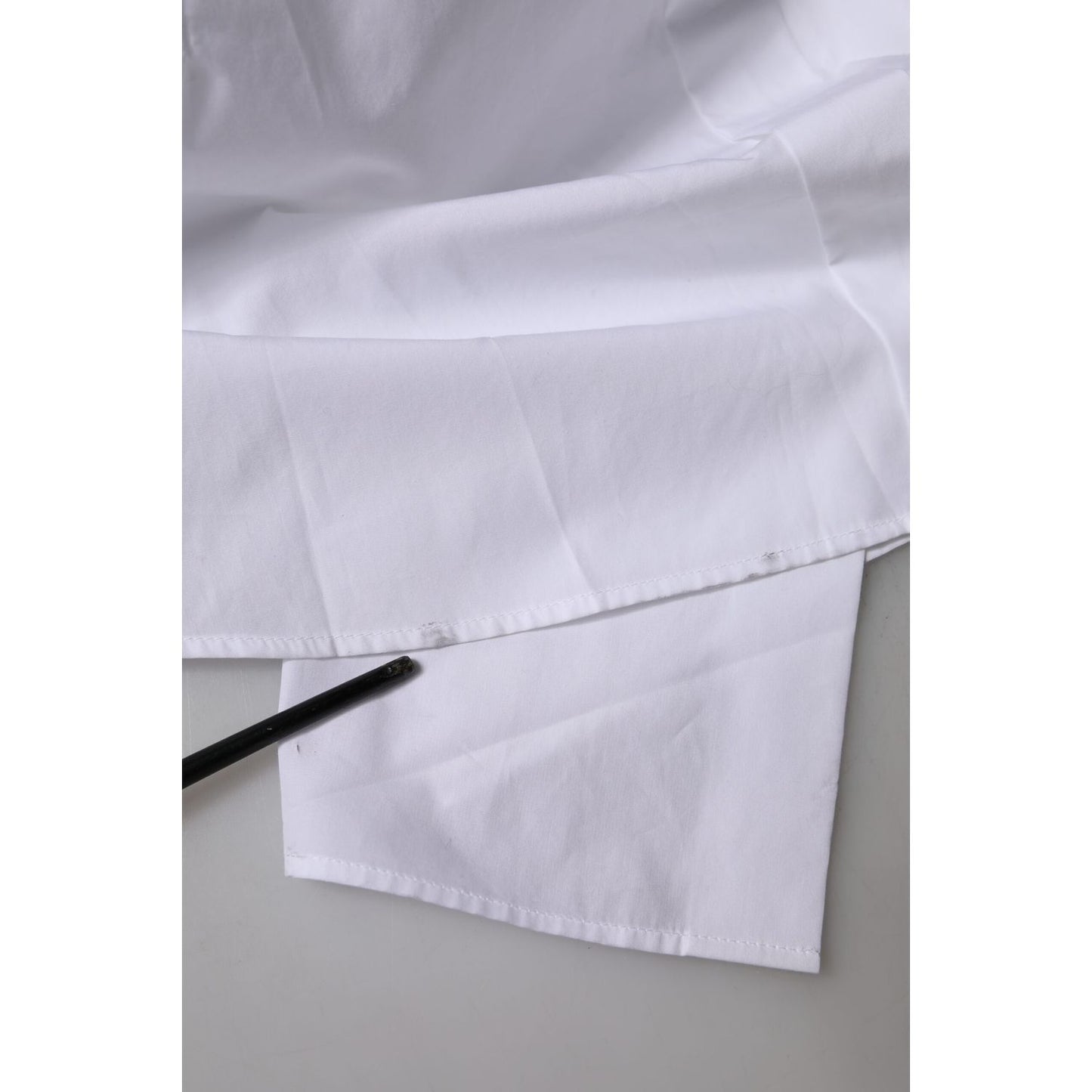 Dolce & Gabbana White Cotton Collared Short Sleeves Top