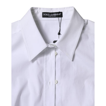 Dolce & Gabbana White Cotton Collared Long Sleeves Shirt Top