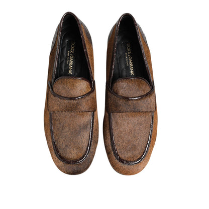 Dolce & Gabbana Brown Loafers Leather Slip On Men Dress Shoes