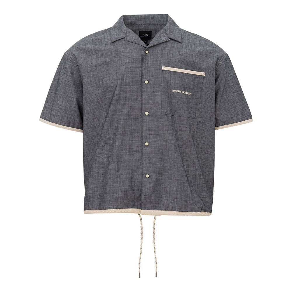 Armani Exchange Blue Cotton Shirt AR-398167320013770-M