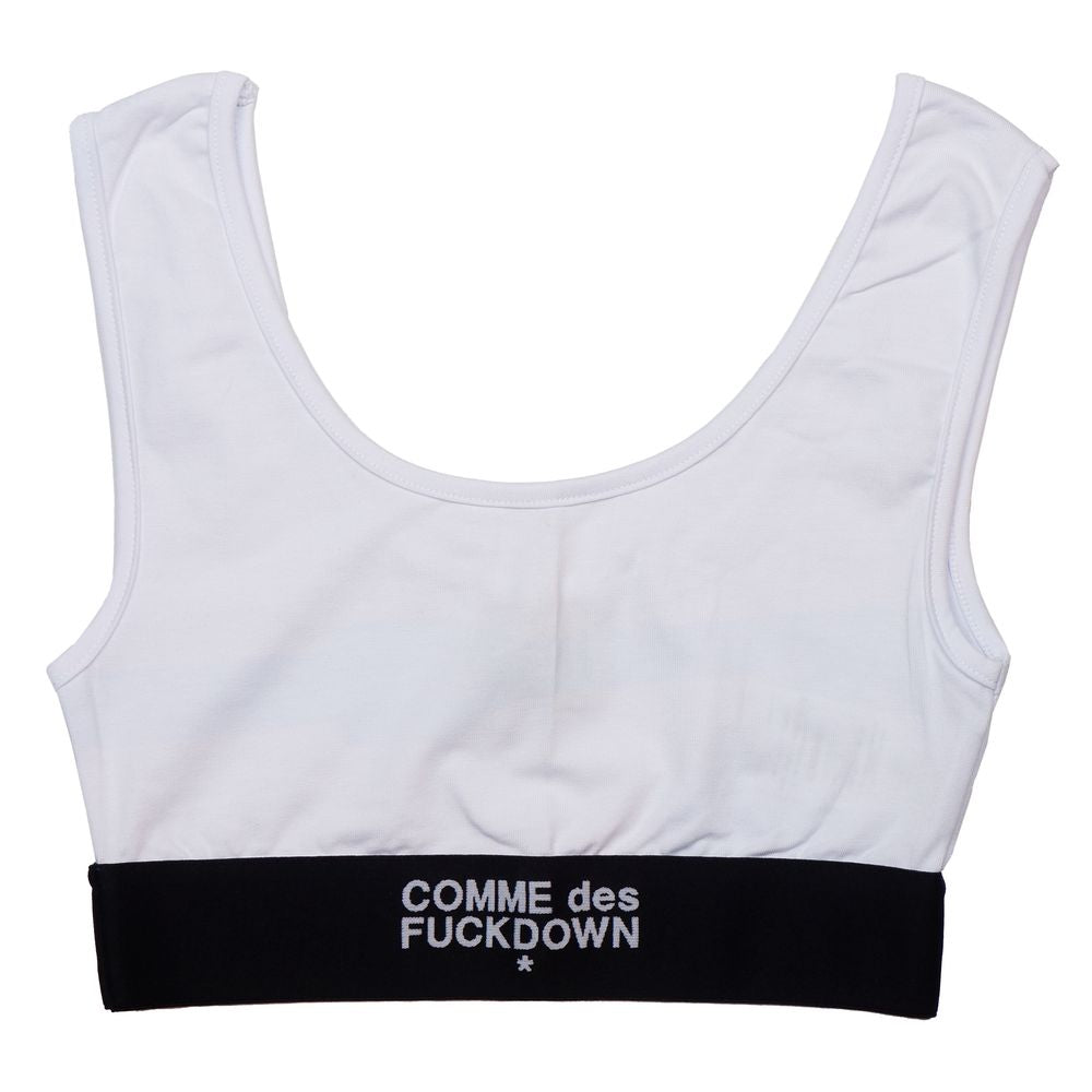 Comme Des Fuckdown White Cotton Tops & T-Shirt CO-15677-IT36|XXS