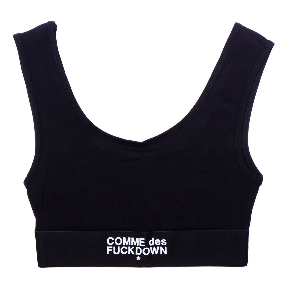 Comme Des Fuckdown Black Cotton Tops & T-Shirt CO-15678-IT36|XXS