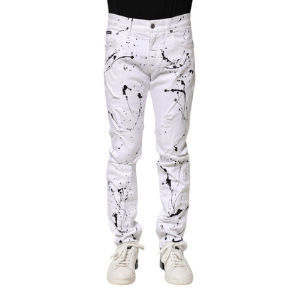 Dolce & Gabbana White ColorSplash Skinny Denim Jeans
