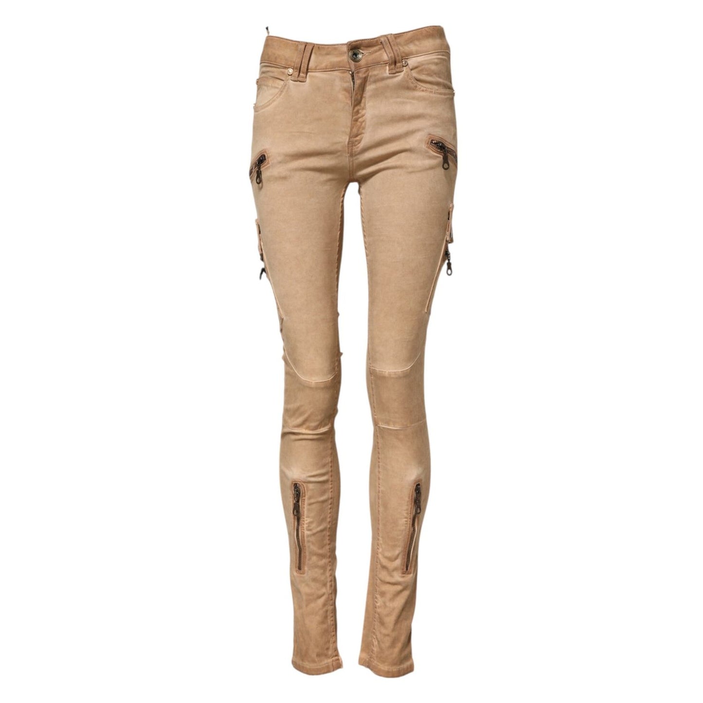 PLEIN SUD Brown Cotton Mid Waist Skinny Denim Jeans