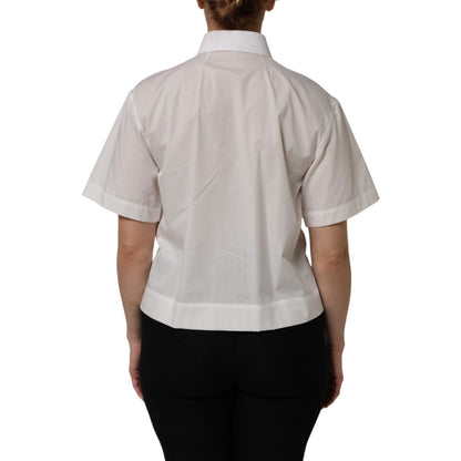 Dolce & Gabbana White Cotton Short Sleeves Collared Top Shirt
