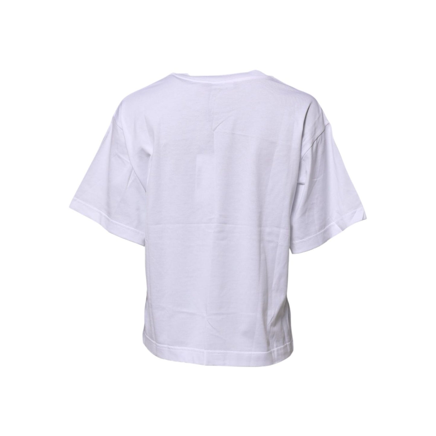 Dolce & Gabbana White Cotton Graphic Print Crew Neck T-shirt