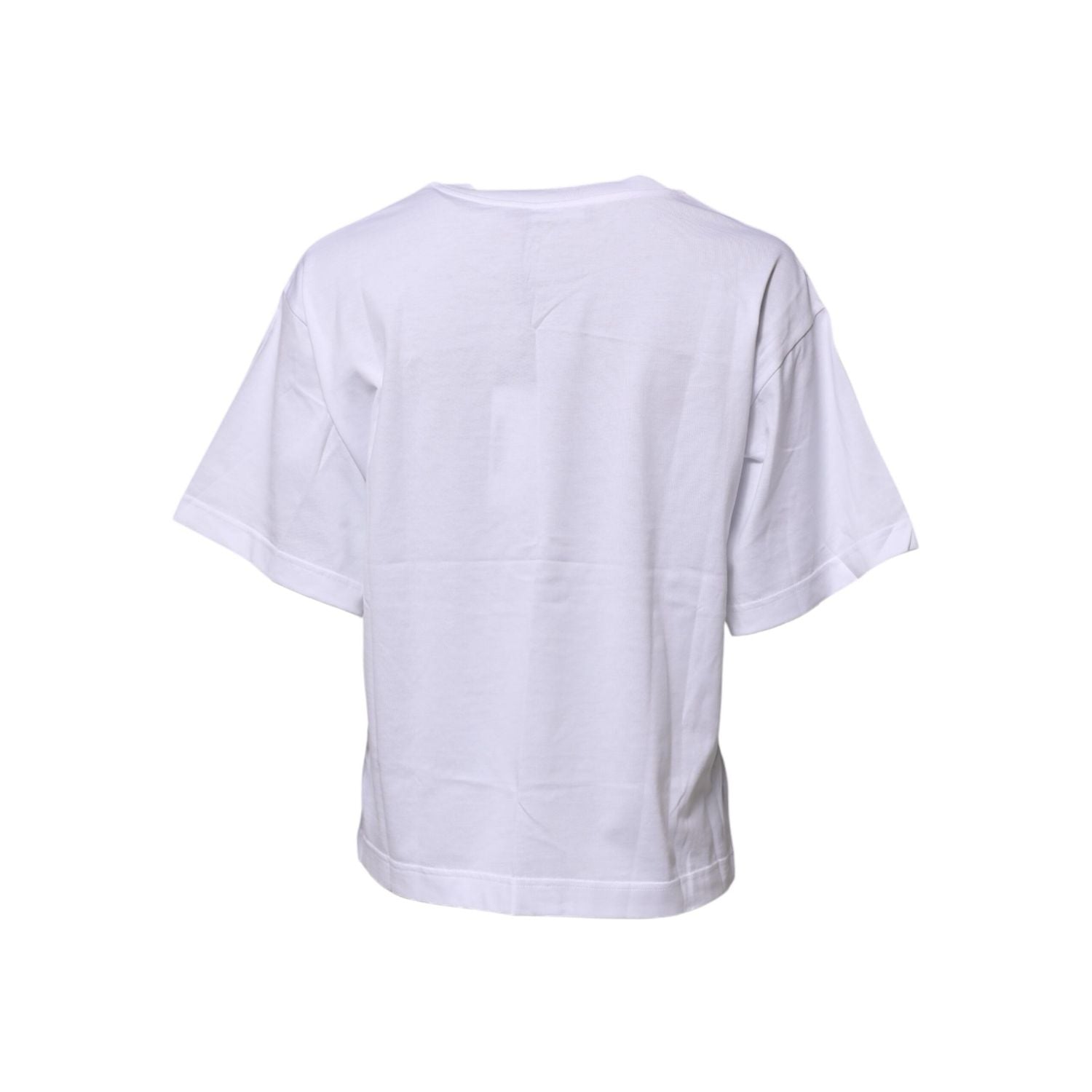 Dolce & Gabbana White Cotton Graphic Print Crew Neck T-shirt