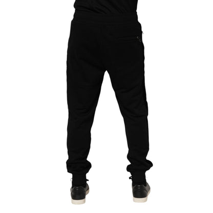 Dolce & Gabbana Black Cotton Men Jogger Sweatpants Pants