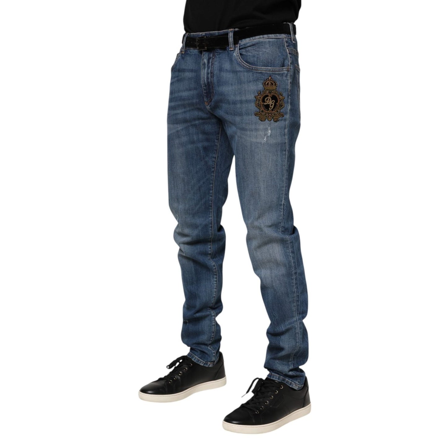 Dolce & Gabbana Blue Logo Embroidery Denim Jeans