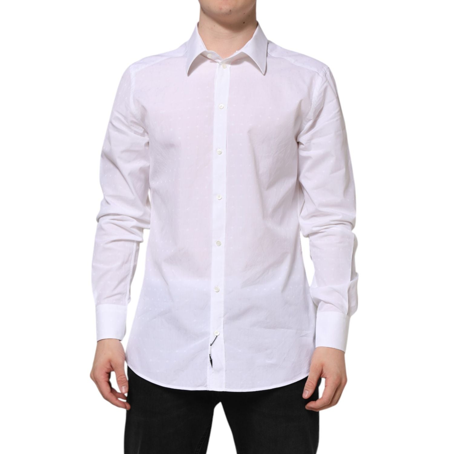 Dolce & Gabbana White Cotton GOLD Dress Formal Shirt