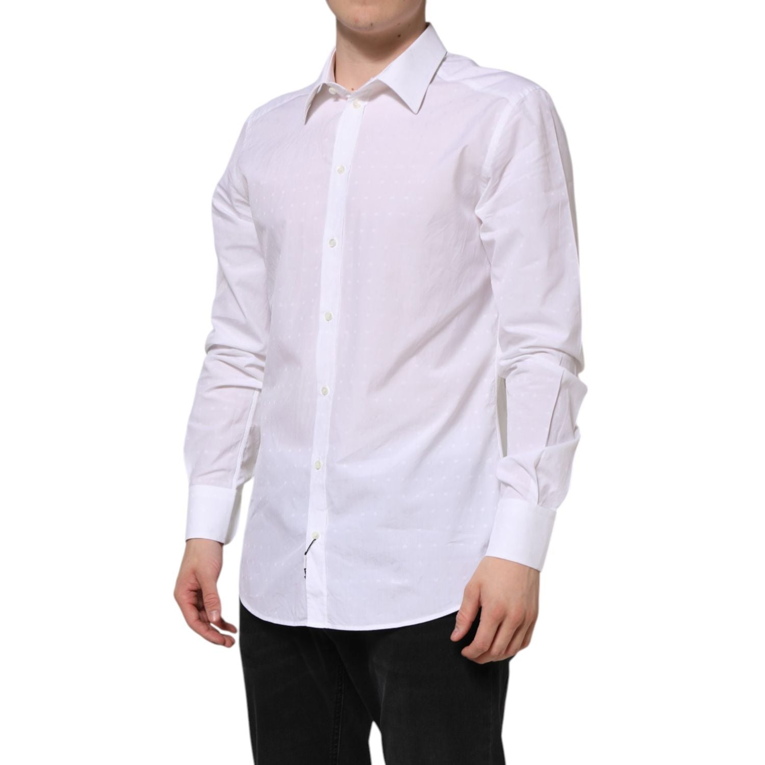 Dolce & Gabbana White Cotton GOLD Dress Formal Shirt