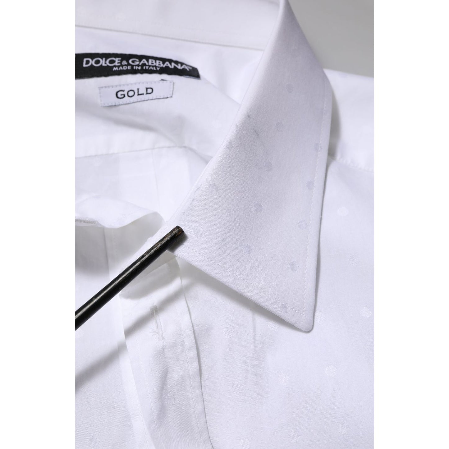 Dolce & Gabbana White Cotton GOLD Dress Formal Shirt