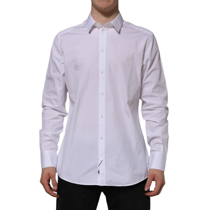 Dolce & Gabbana White Cotton GOLD Long Sleeves Formal Shirt