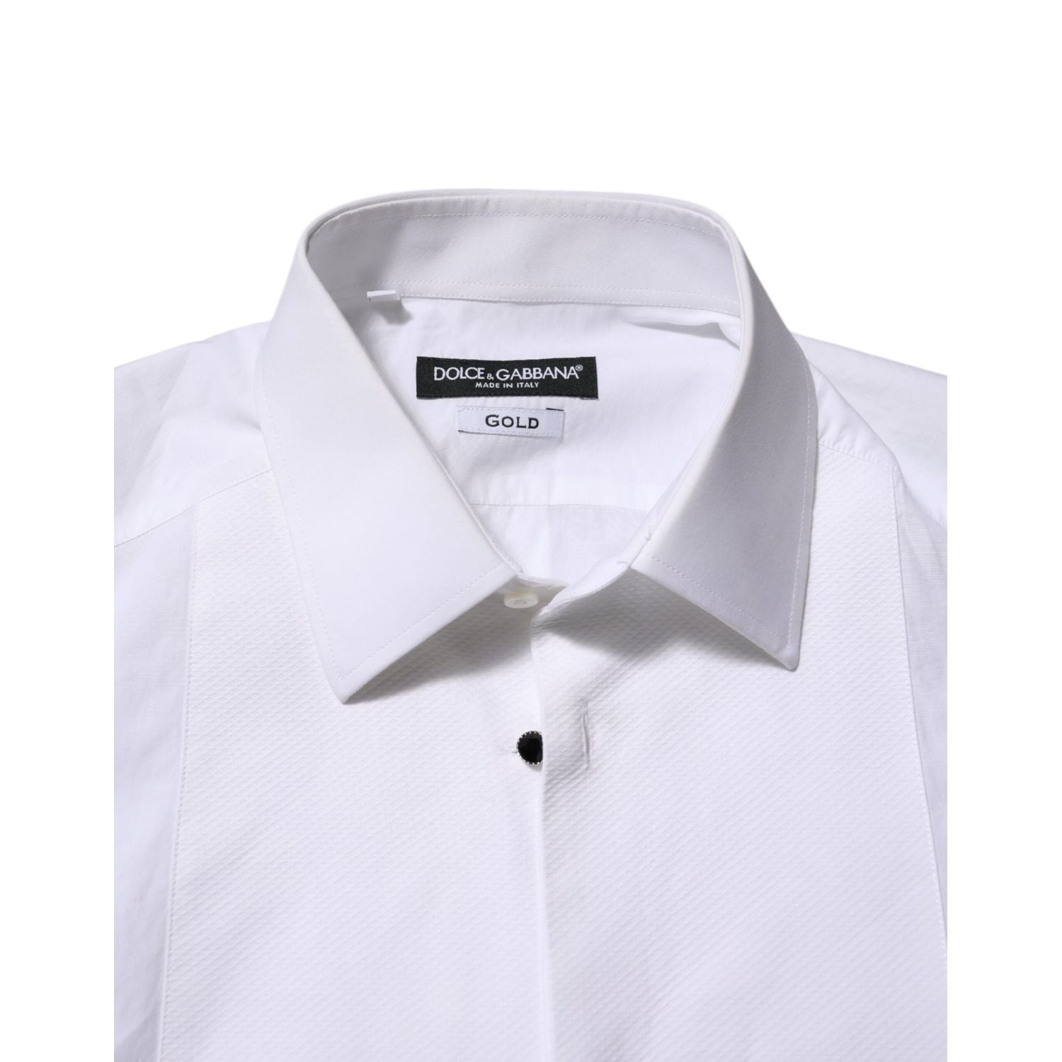 Dolce & Gabbana White Cotton GOLD Bib Poplin Formal Shirt