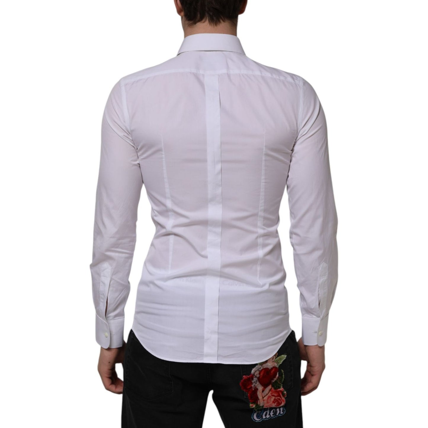 Dolce & Gabbana White Bib Cotton Poplin GOLD Formal Shirt
