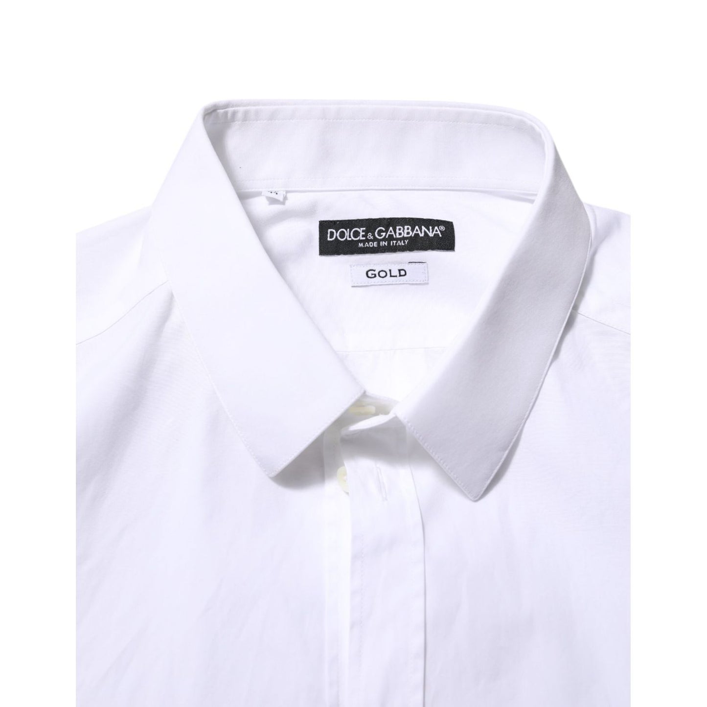 Dolce & Gabbana White Cotton Long Sleeves GOLD Formal Shirt