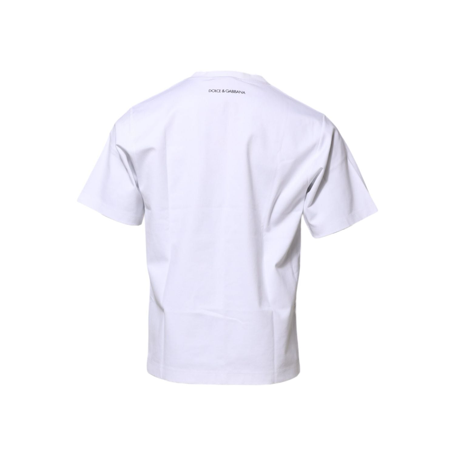 Dolce & Gabbana White Cotton Crew Neck Graphic Print T-shirt