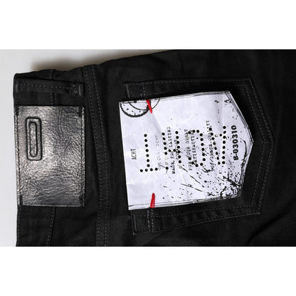 Acht Black Cotton Slim Fit Denim Low Waist Denim Jeans