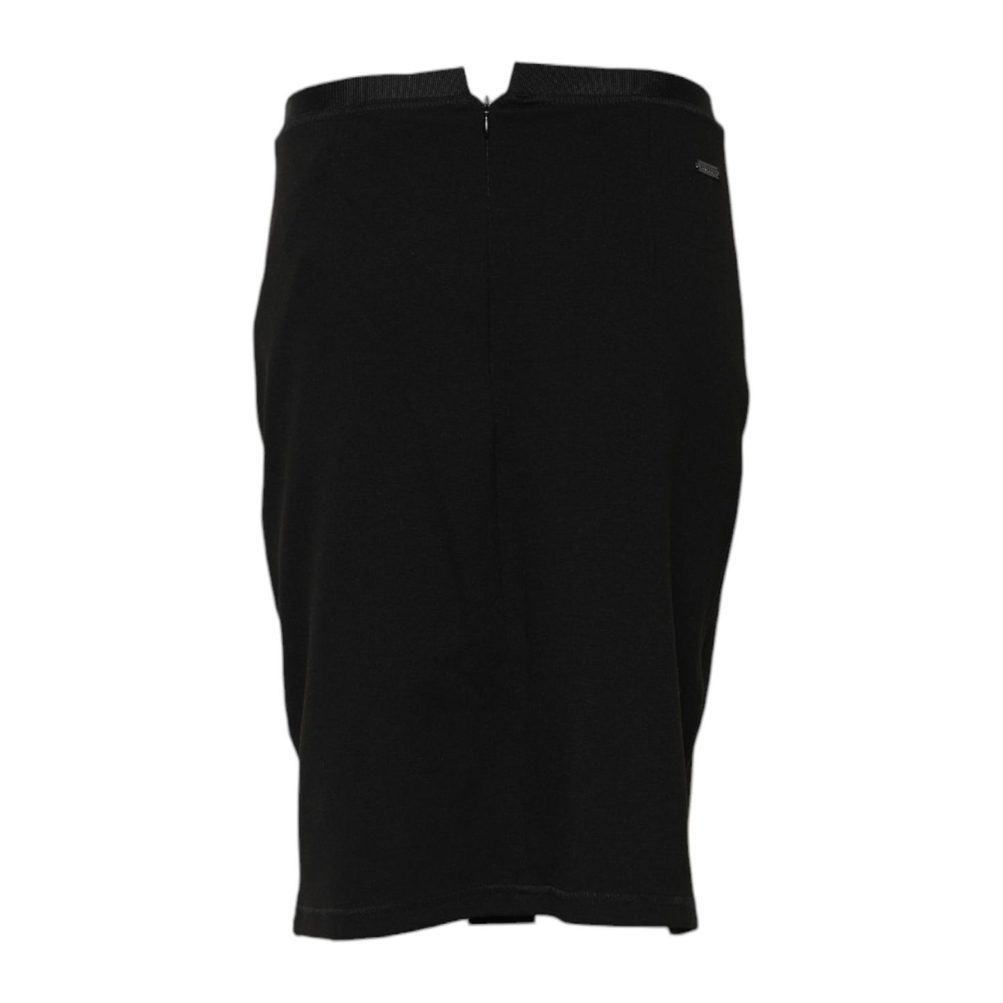 GF Ferre Black Polyester Pencil Cut Knee Length Skirt