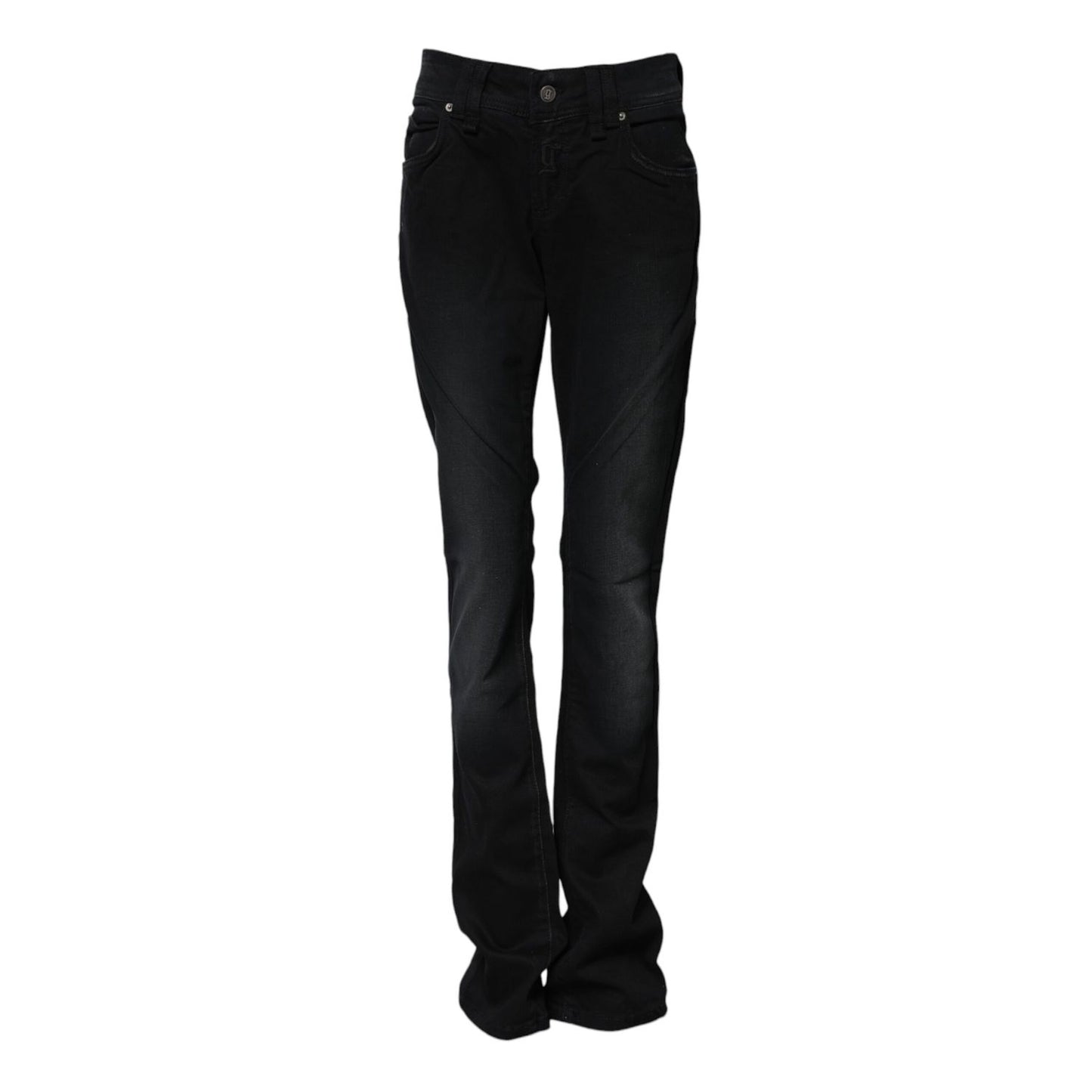 John Galliano Black Cotton Mid Waist Tapered Denim Jeans