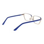 Guess Gold Women Glasses Frame, full-rim gold metal frame with blue temples, geometric style. Comes with branded case.