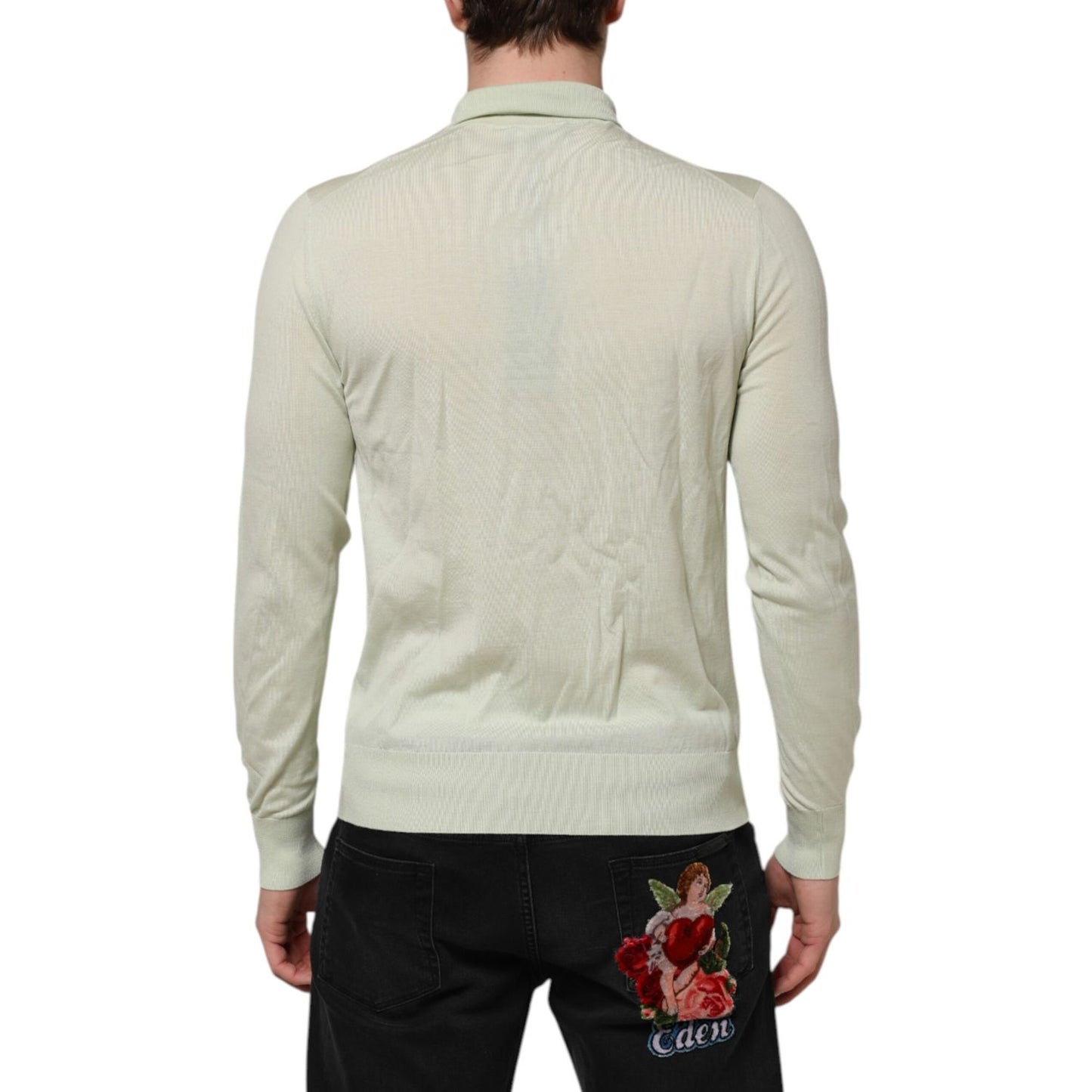 Dolce & Gabbana Mint Green Wool Turtleneck Pullover Sweater