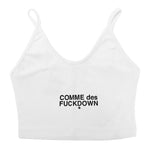 Comme Des Fuckdown White Cotton Tops & T-Shirt CO-15701-M