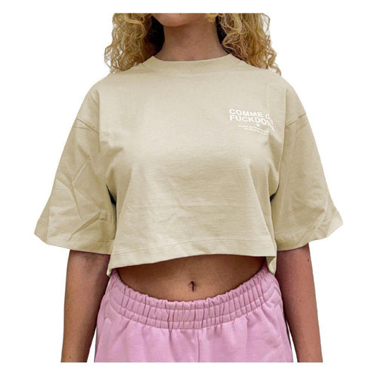 Comme Des Fuckdown Beige Cotton Tops & T-Shirt CO-15703-XS