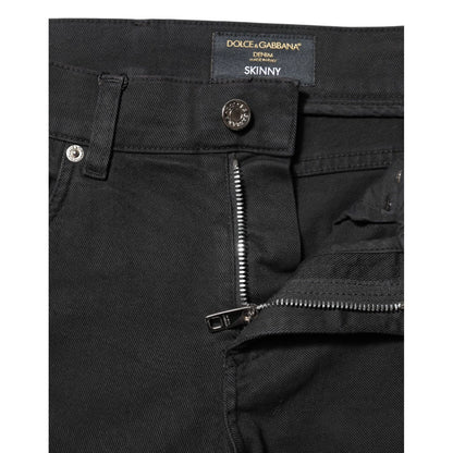 Dolce & Gabbana Black Tattered White Lining Skinny Denim Jeans