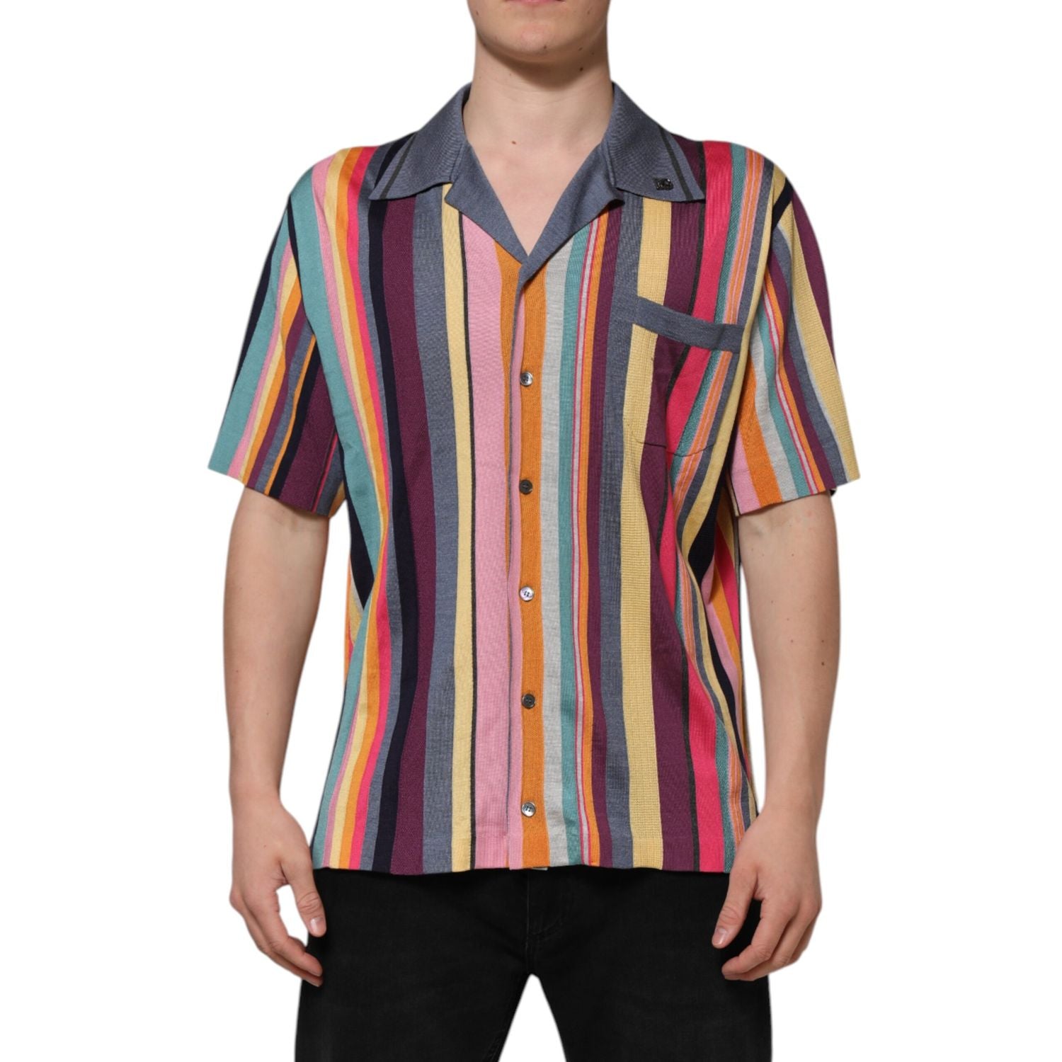 Dolce & Gabbana Multicolor Stripes Collared Men Polo T-shirt