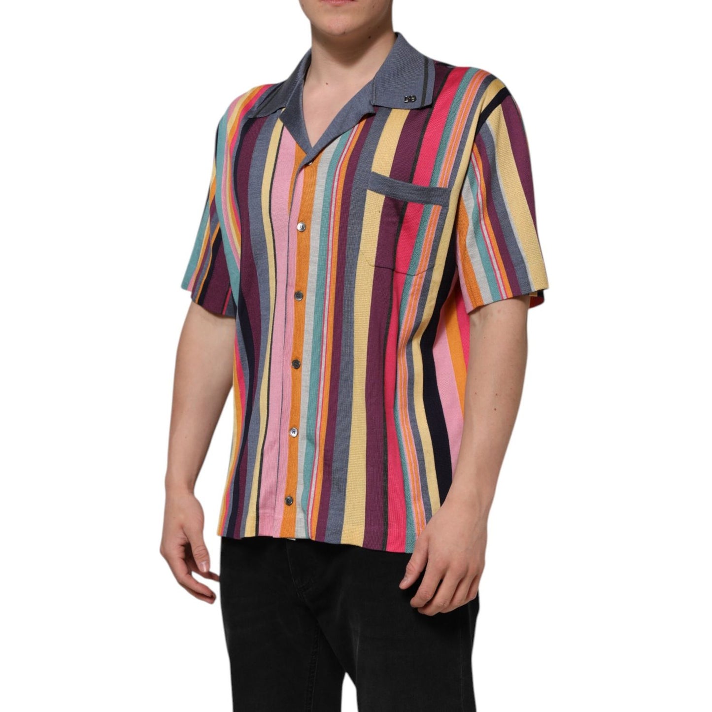 Dolce & Gabbana Multicolor Stripes Collared Men Polo T-shirt