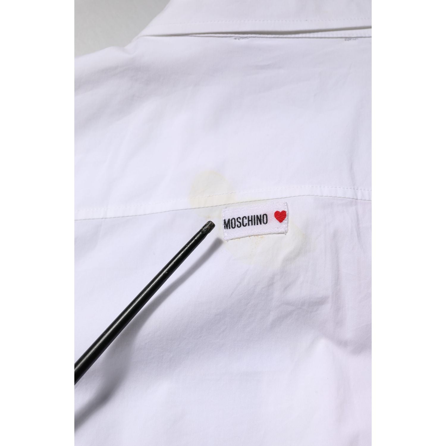 Moschino Couture White Printed Collared Button Mini Shirt Dress