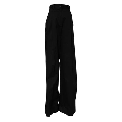 Dolce & Gabbana Black Cotton HighWaist Wide Leg Pants