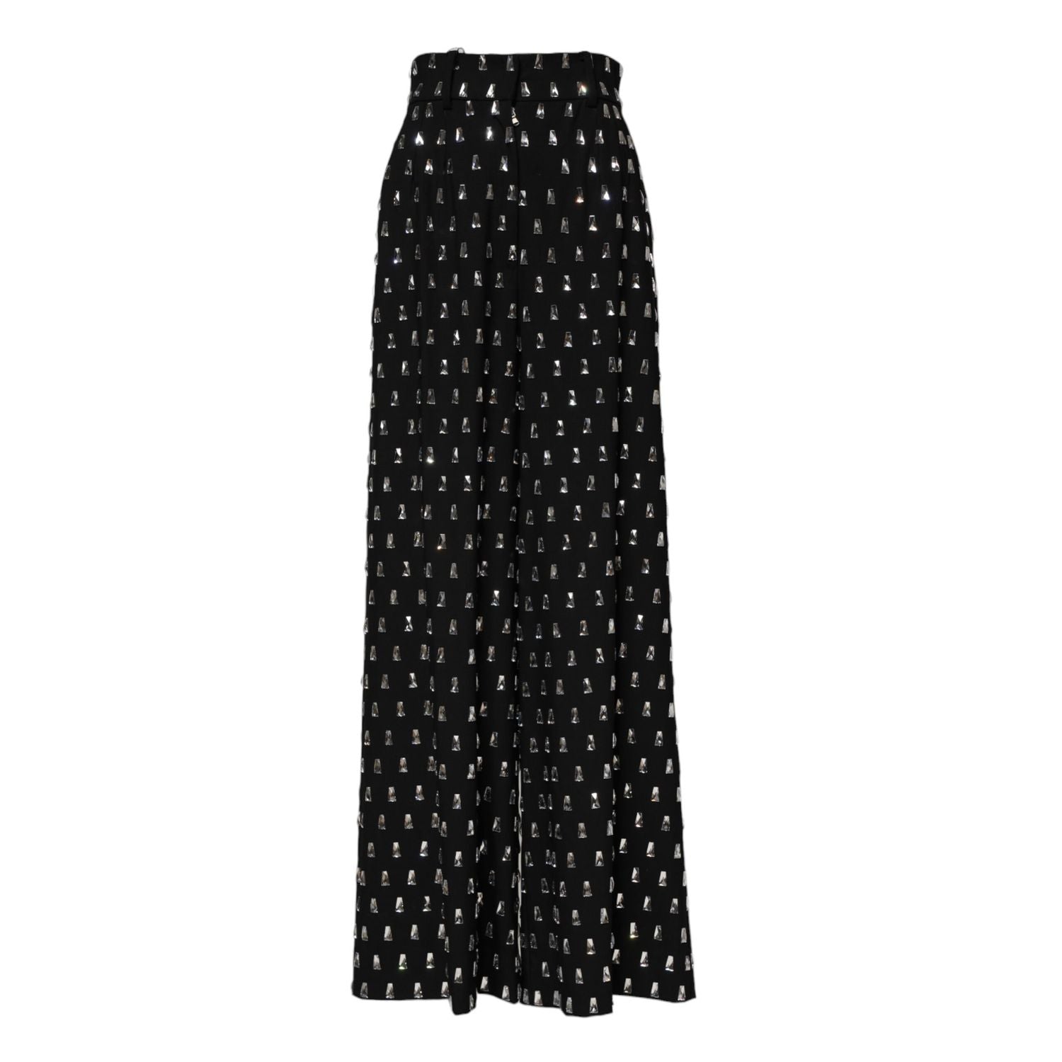Dolce & Gabbana Black Crystal Embellished Wide Leg Pants