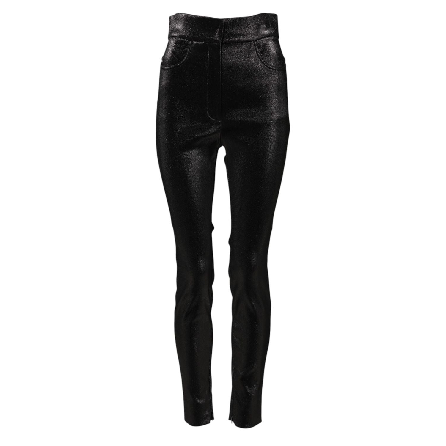 Dolce & Gabbana Black Cotton Stretch Lurex Thread Skinny Pants