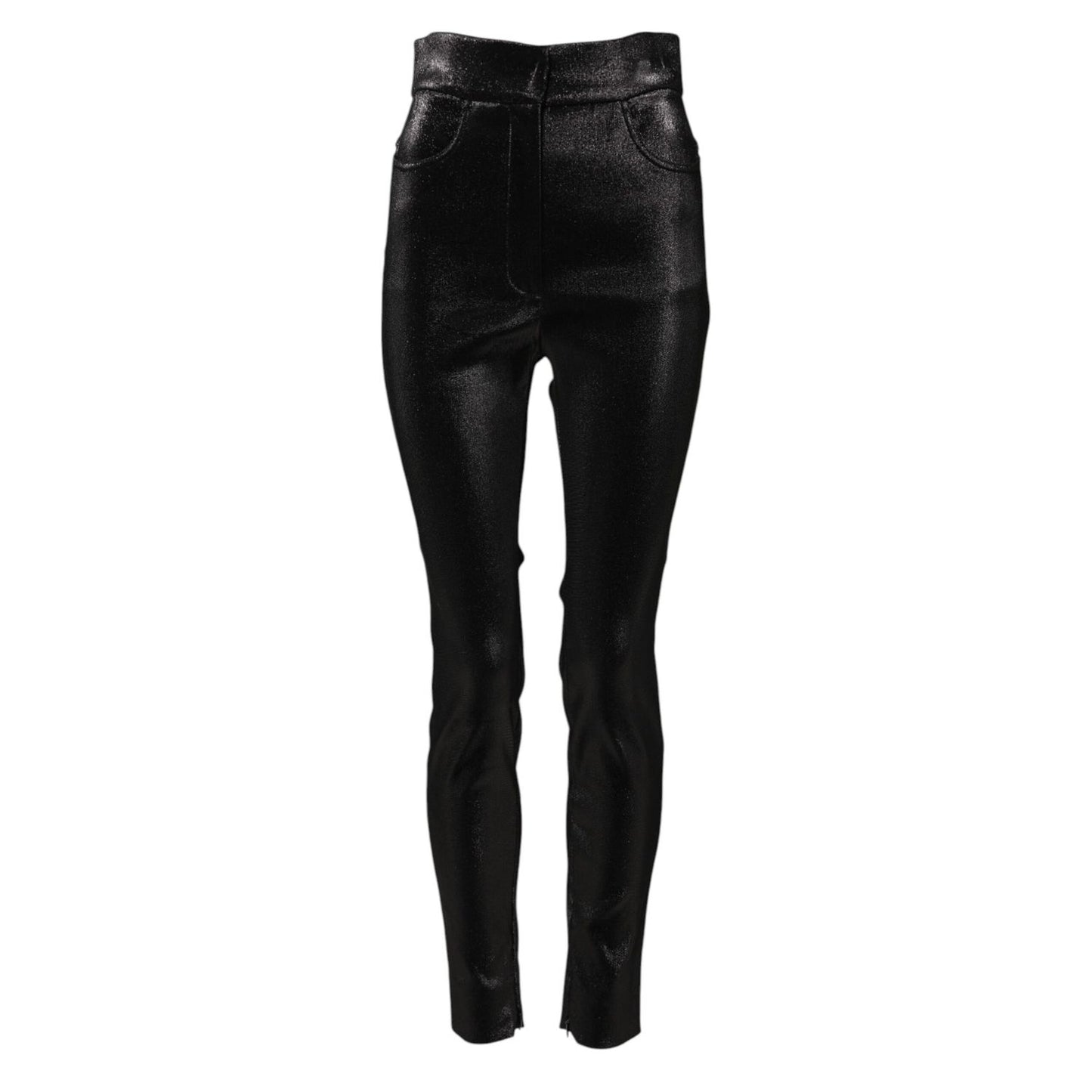 Dolce & Gabbana Black Cotton Stretch Lurex Thread Skinny Pants