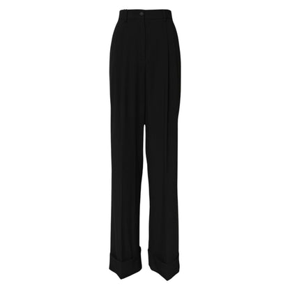Dolce & Gabbana Black Wool High Waist Formal Pants