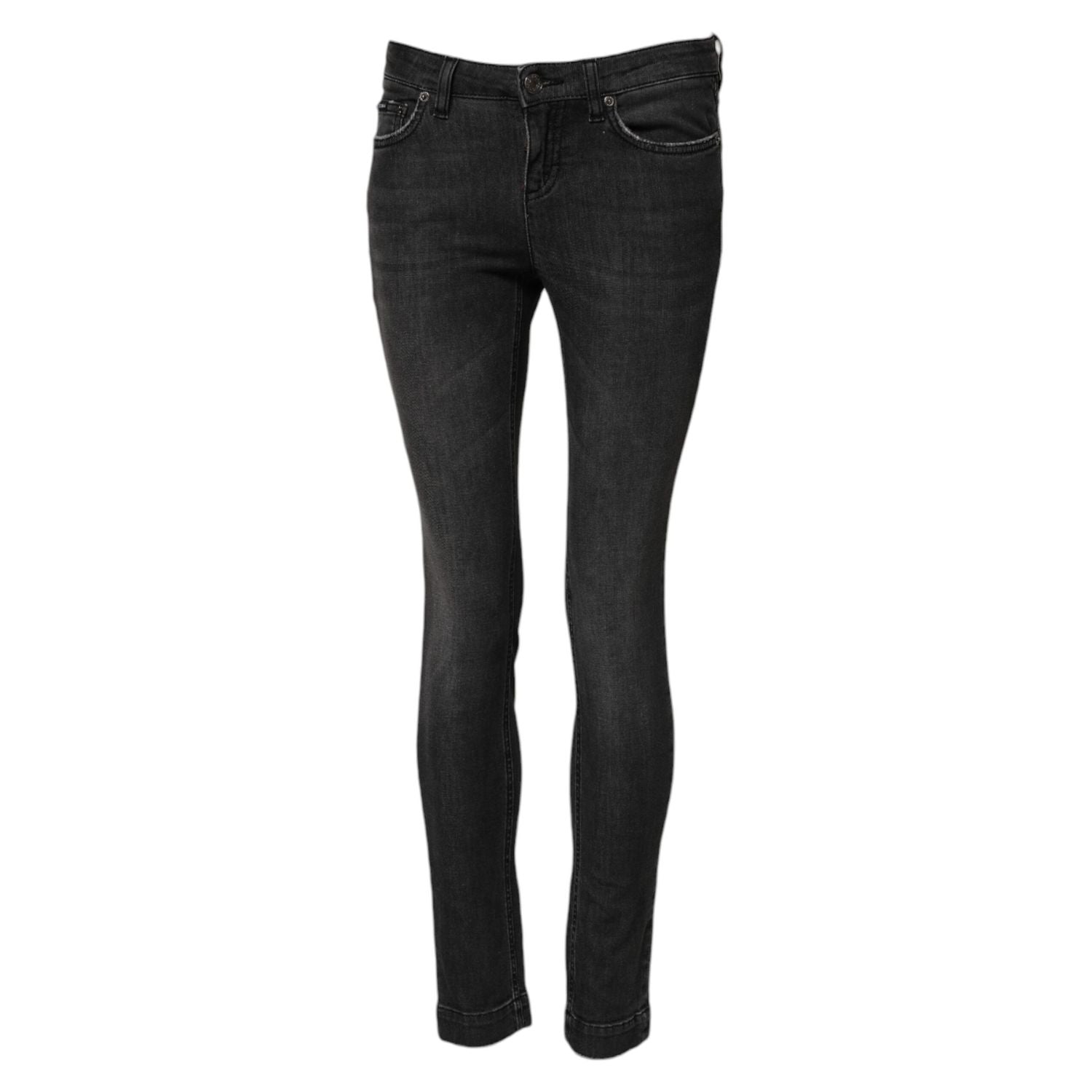 Dolce & Gabbana Black Cotton Low Waist Skinny Denim Jeans