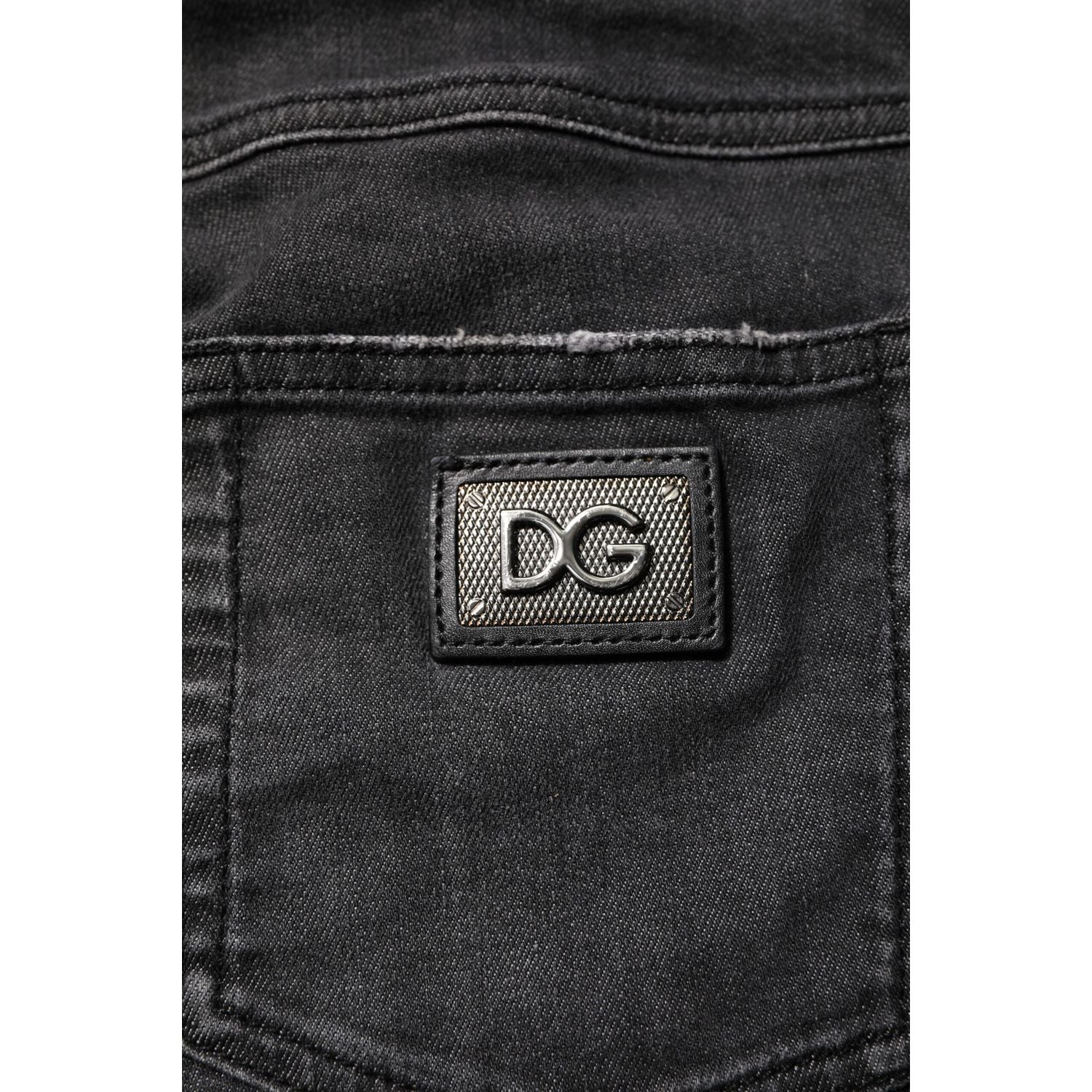 Dolce & Gabbana Black Cotton Low Waist Skinny Denim Jeans