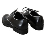 Dolce & Gabbana Black Leather White Line Dress Derby Shoes