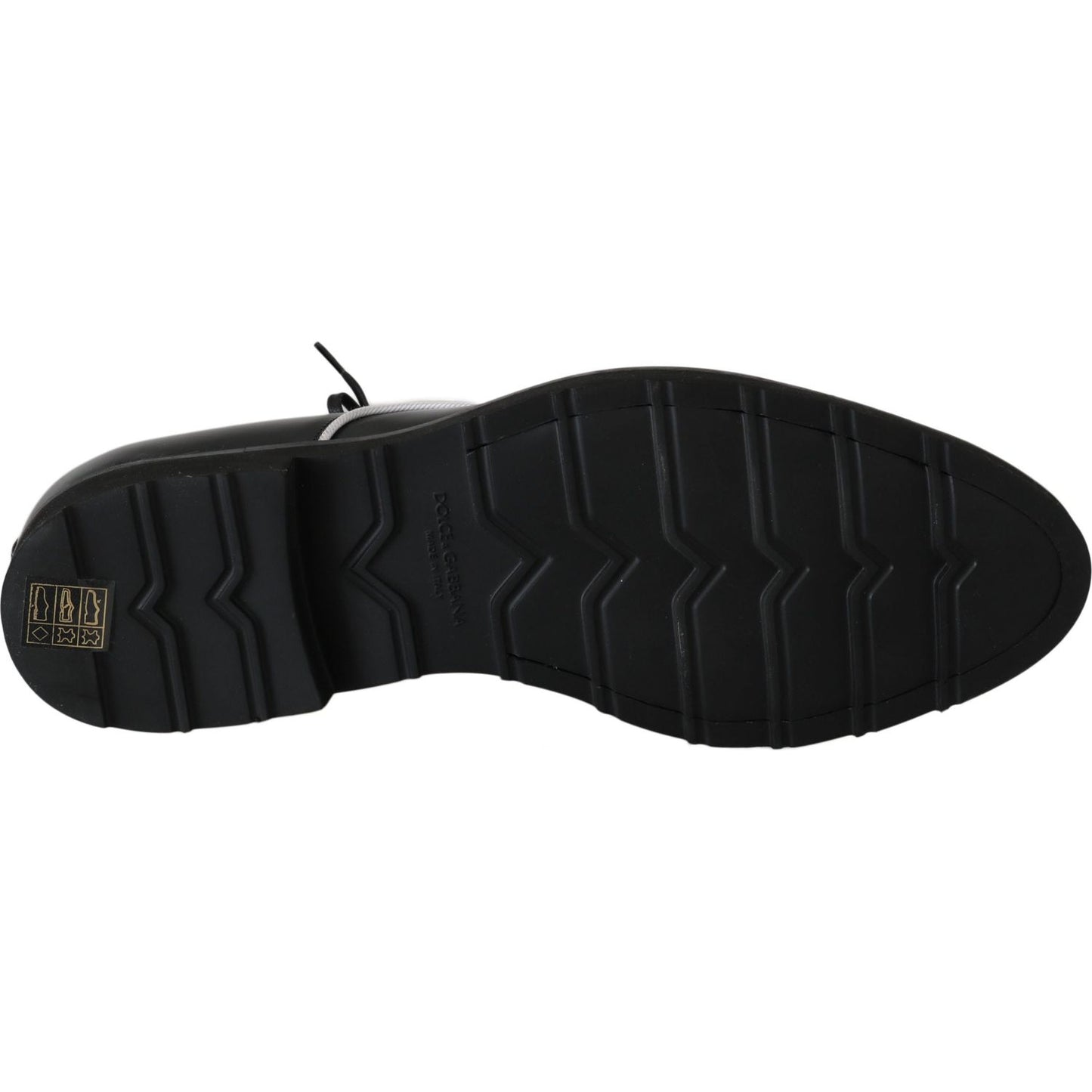 Dolce & Gabbana Black Leather White Line Dress Derby Shoes